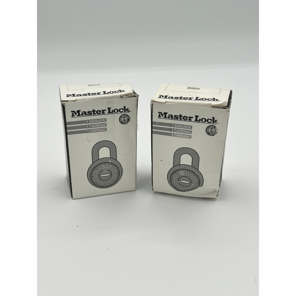 NIB Master Lock 1525 Combination Lock Set of 2 Silver Black Hardened Shackle